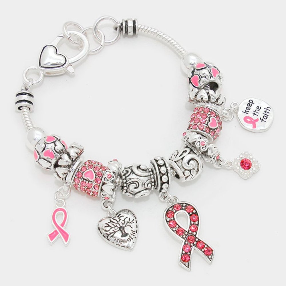 • PINK RIBBON FULL CHARM BRACELET